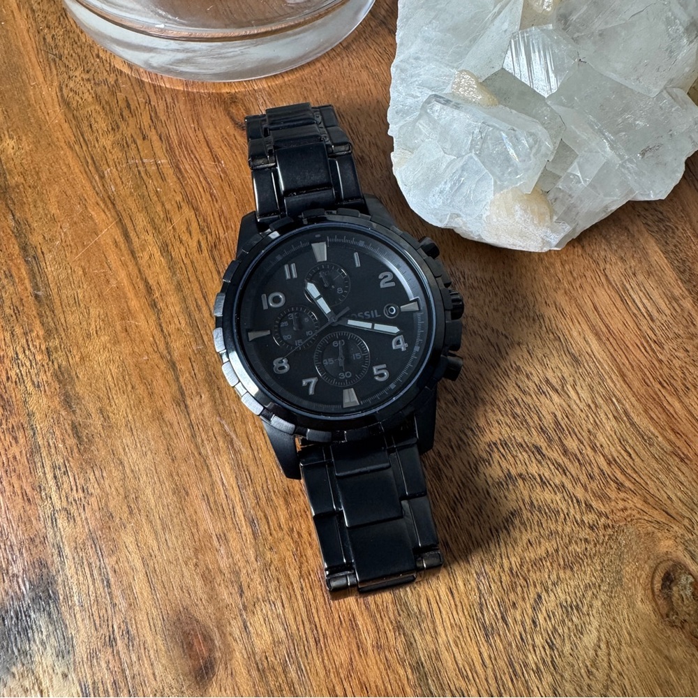 Fossil Men’s Dean Black Chronograph Ion Plated Stainless Steel Watch